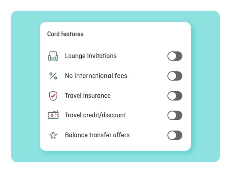 2. Click the ‘Filter’ button to add specific card features or benefits you want