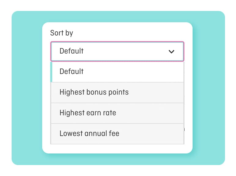 1. Click the ‘Sort by’ button to sort the cards in the order of your choosing
